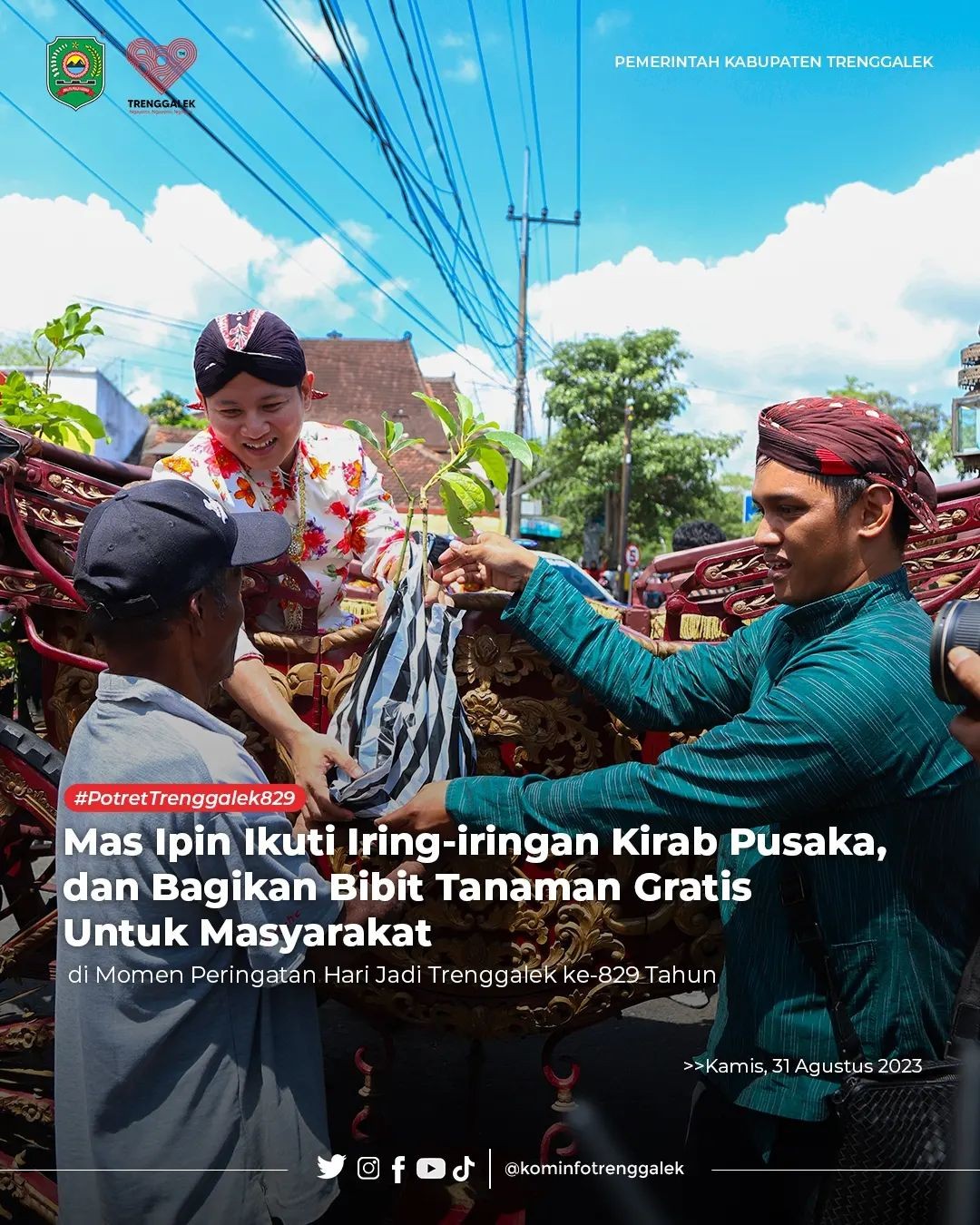 Mas Ipin Ikuti Iring-Iringin Kirab Pusaka, dan Bagikan Bibit Tanaman Gratis Untuk Masyarakat